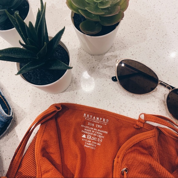 ORANGE BODYSUIT • Lace-up Thong • Size XS/S - Picture 4 of 5